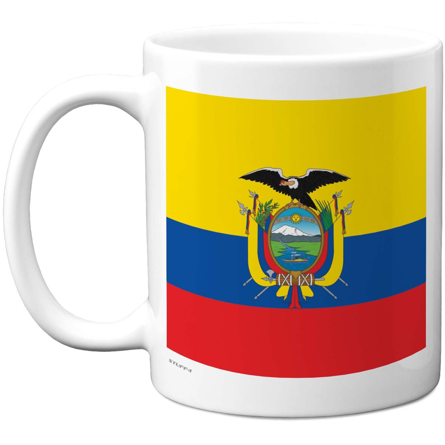 Stuff4 Ecuador Mug - Bold Flag & Coat of Arms Design - Patriotic Souvenir for National Day or Desk Display - 11oz Ceramic Gloss Mug