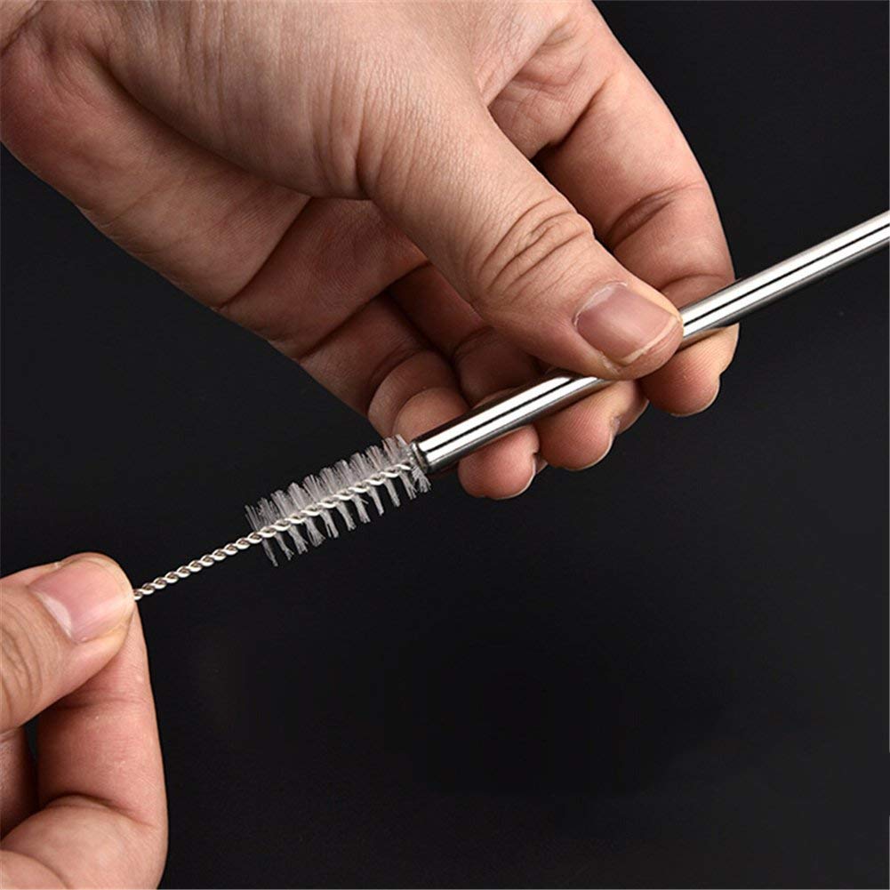 Worldwide e-Mart Stainless Steel Drinking Straws Set with Cleaning Brush (2 Bent + 2 Straight) Reusable Metal Straws BPA Free Rust Proof Smooth Edge Straws for Juice Smoothies Coffee Milkshake 4