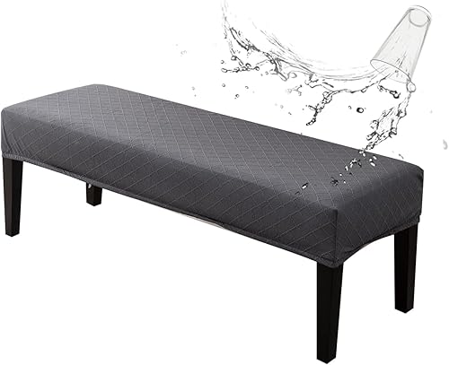 Miniatura 22 de Genina Fundas impermeables para banco de comedor, cubierta protectora de asiento de banco de jacquard elástica, funda de banco rectangular para