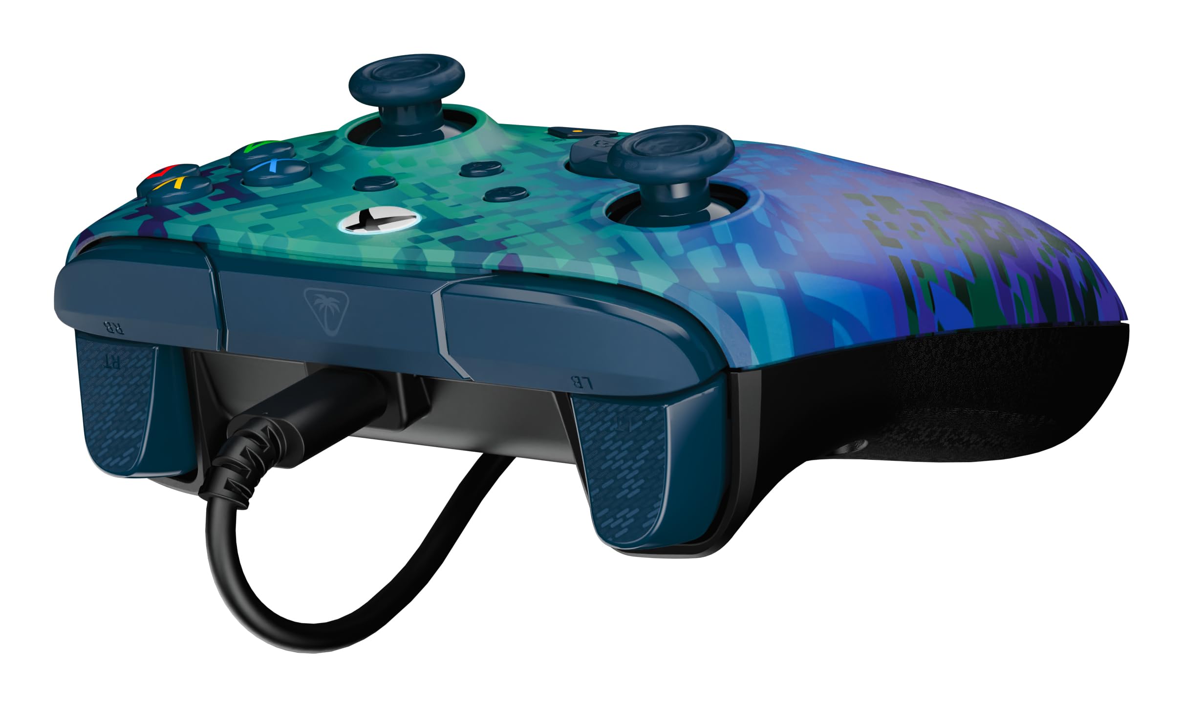 Turtle Beach Rematch Advanced Glitch Green Manette de jeu filaire - Licence Xbox Series XS, Xbox One et PC avec Boutons Programmables, Gâchettes, commandes audio et câble de 2.5 m