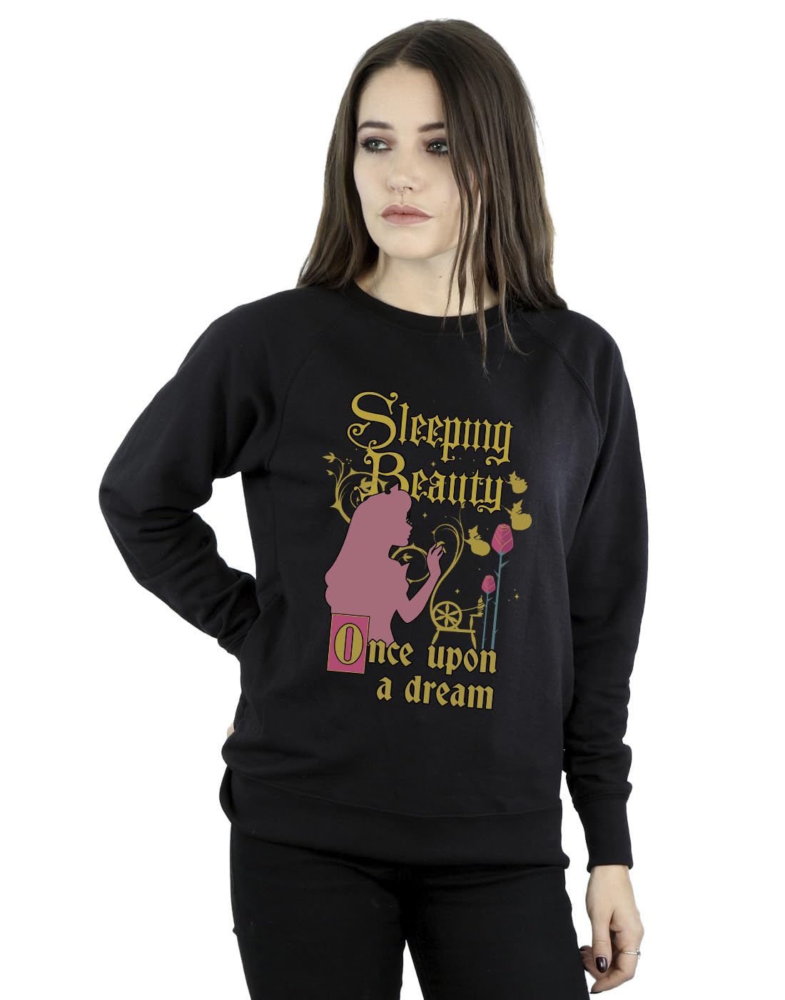 Absolute Cult Women's Black Disney Sleeping Beauty Once Upon A Dream Sweatshirt XXXXX-Large