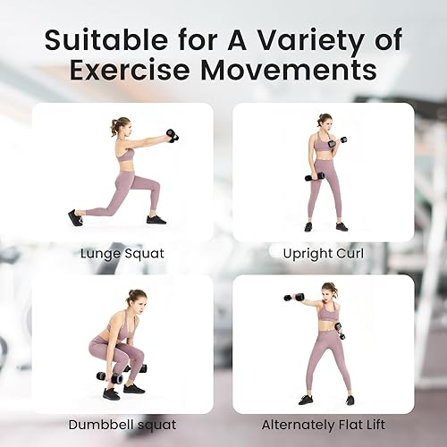 Miniatura 5 de EAST MOUNT Juego de mancuernas ajustables, par de 2, 4, 6, 8, 10 libras, pesas de mano para mujer, 2-5 libras cada una, pesas 6 en 1, pesas libres