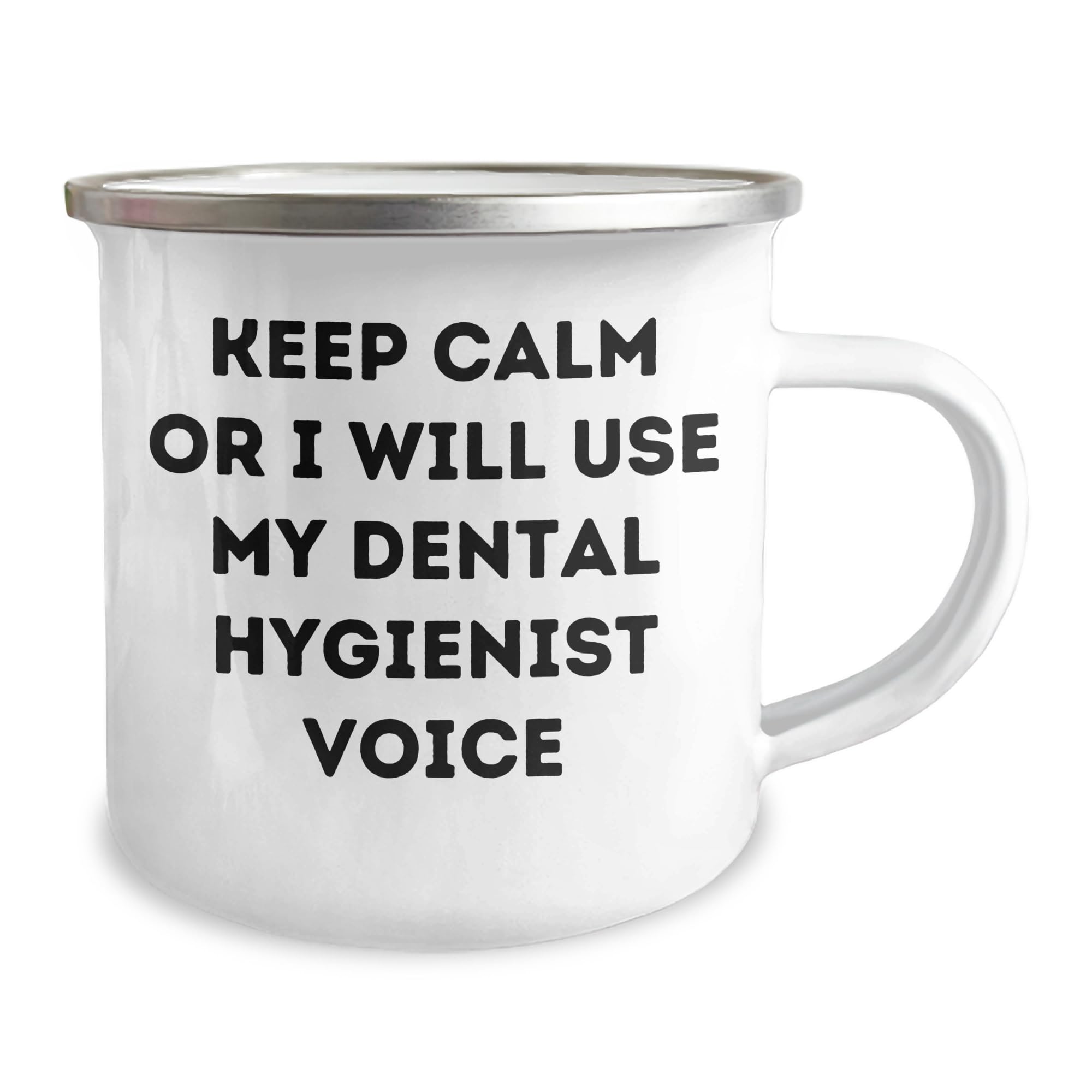 Funny Dental Hygienist Gifts for Christmas: Keep Calm and Brush On with Enamel Mug for Dental Hygiene Lovers, Perfect for Office or Home Use