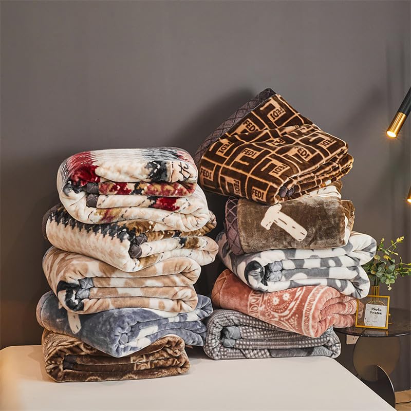 Miękkie ciężkie pluszowe koce, koreański styl aksamitny koc z norek, 2-krotny dwustronny koc z nadrukiem Raschel na zimową rozkładaną sofę, 150 x 200 cm