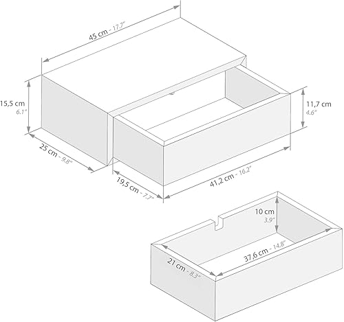 Miniatura 3 de Mobili Fiver, Riccardo Mesita de noche flotante, Ashwood Black, Made In Italy