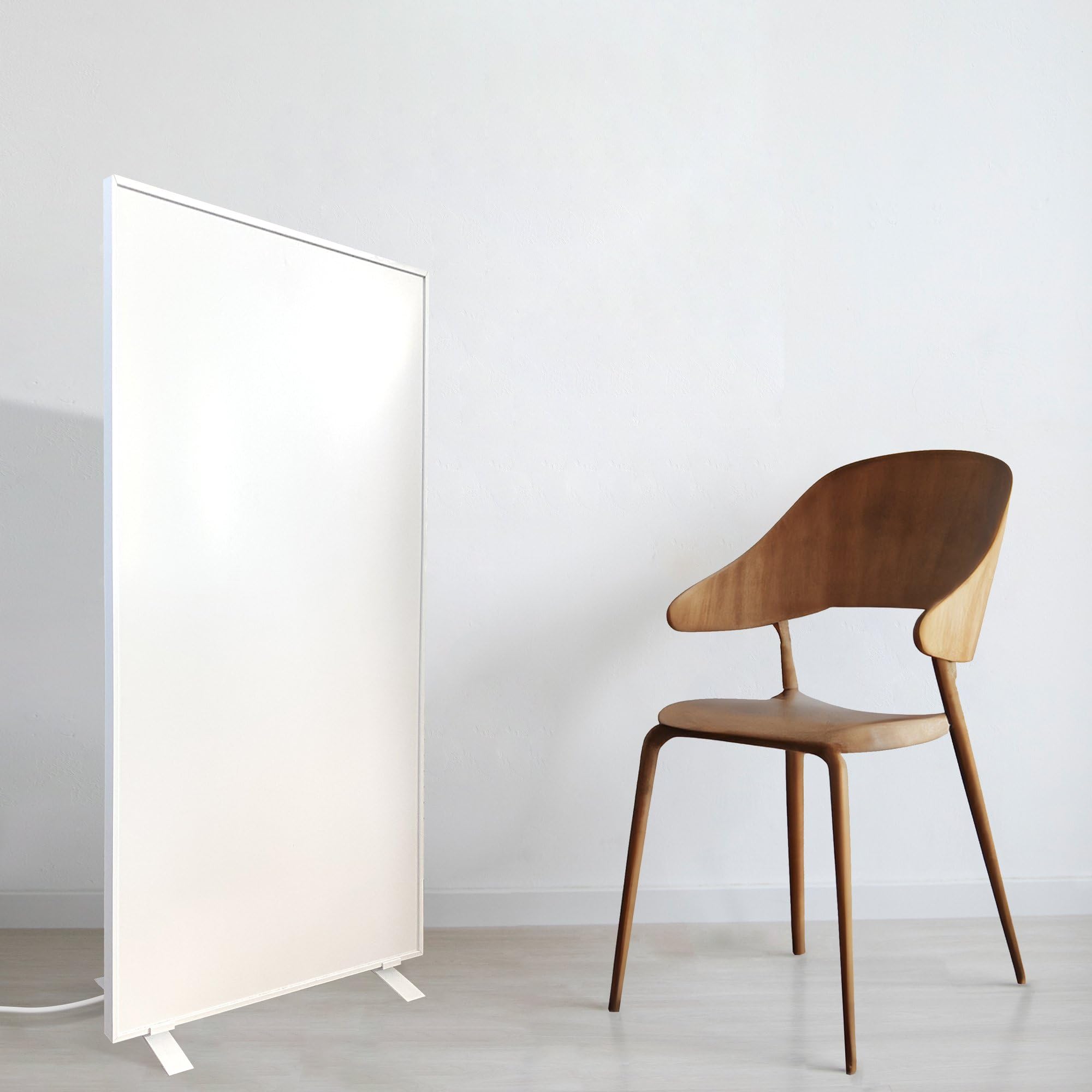 Elektryczny panel promiennikowy WarmlyYours, promiennik podczerwieni, biały, 800 W, 60x120 cm, cicha praca, wolnostojący, aluminium