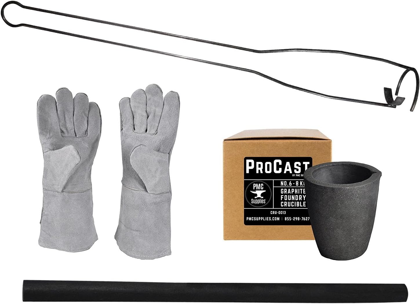 ProCast 6 8Kg Clay Graphite Crucible and Vertical Heavy Duty Pouring Foundry Tongs