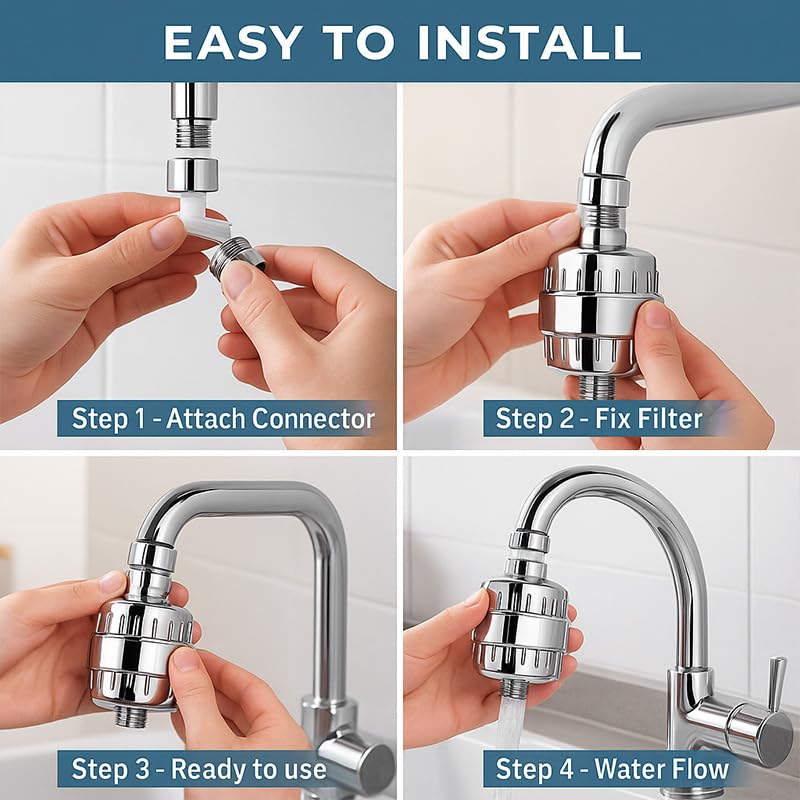 Image of PANCA Hard Water Softener Filter for Tap & Shower with connectors | Bathroom Shower for Hard Water | Borewell & Tanker Water Purifier (Filter Set with Connectors)