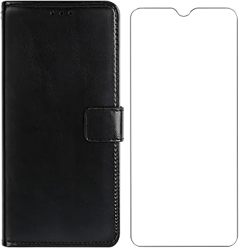 for Asus ROG Phone 9 Pro Wallet Case + Tempered Glass Screen Protector, Flip Folio Leather Cell Phone Cover with Credit Card Holder for Asus ROG Phone 9 Pro 6.78" - Black