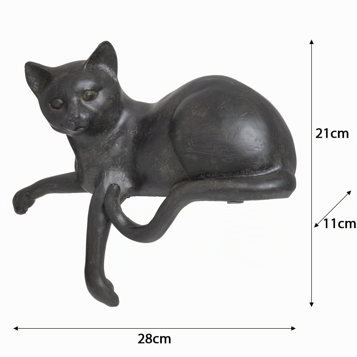Moritz Statuette décorative en polyrésine - Chat couché - 20 cm