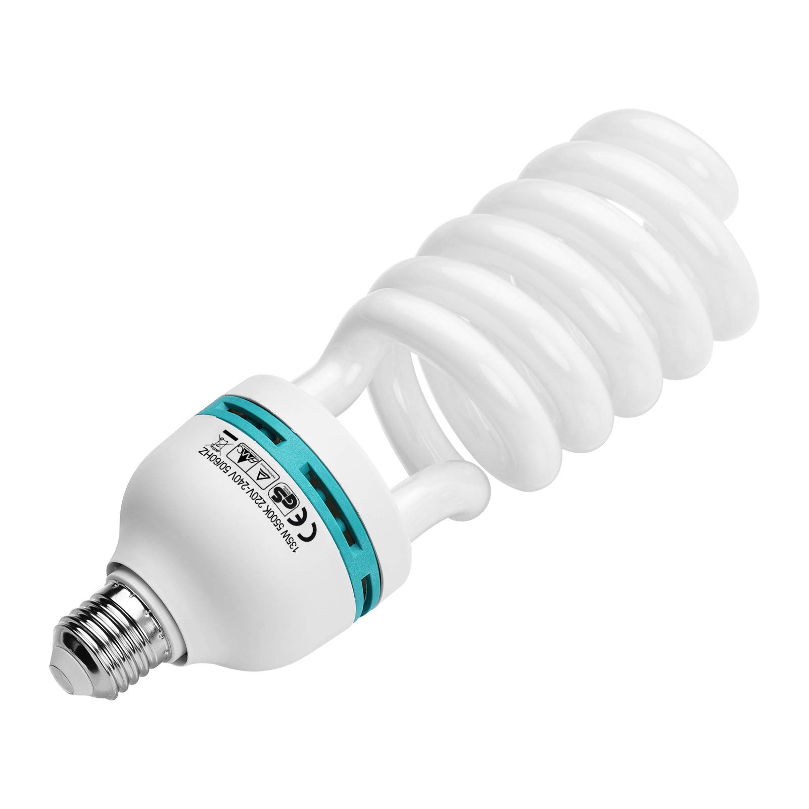 Andoer Bombilla fluorescente espiral de 135 W, 5500 K, luz diurna, casquillo E27, ahorro de energía, para estudio/vídeo/fotografía, 2 unidades