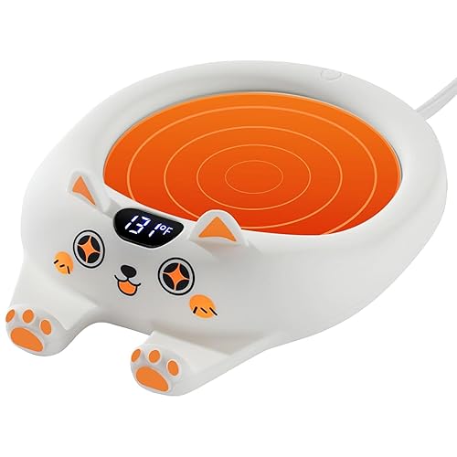 PUSEE Coffee Mug Warmer Auto Shut Off, 3 Temp Coffee Warmer for Desk, Candle Warmer Plate Safely Melt The Candle Releases Scents,Enjoy Your Warm Coffee Tea,Coffee Gifts for Women Men - Cream