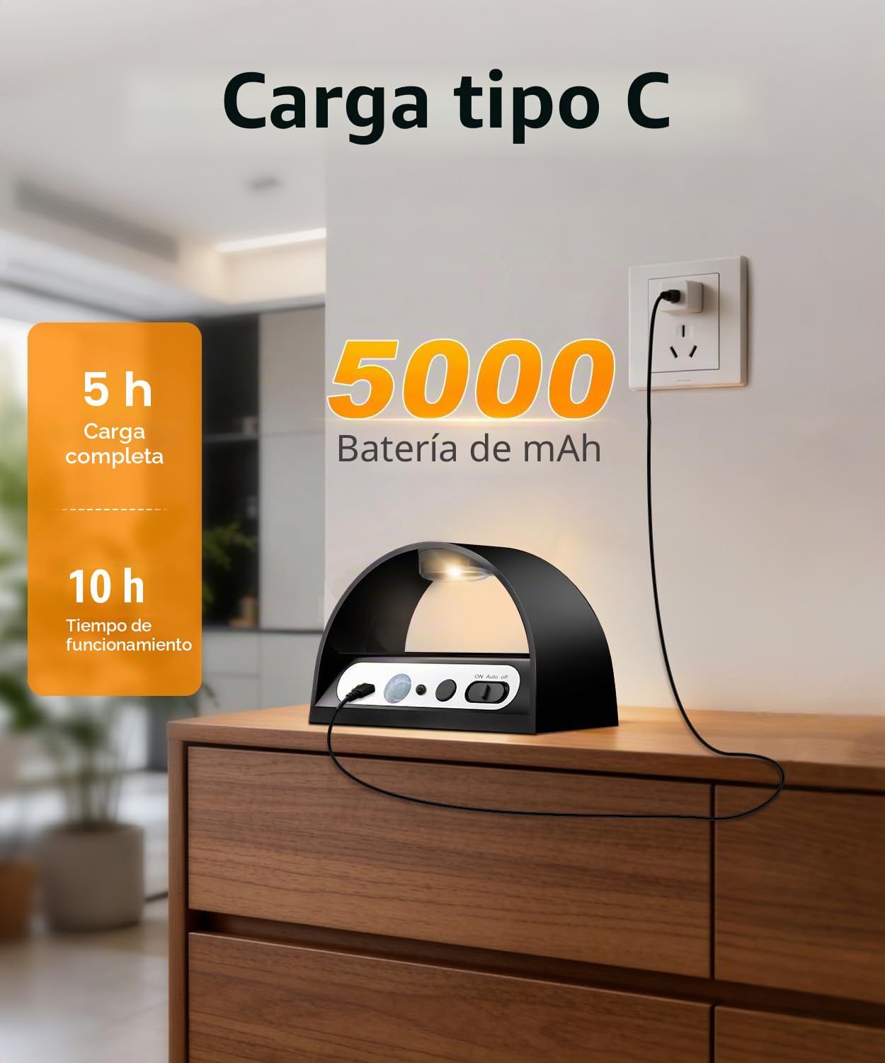 2 Piezas Aplique LED de Pared Interior con Sensor de Movimiento, Apliques Pared 5.000 mAh Recargable sin Cable, 3 Temperaturas, Mando 7 m, Lámpara de Pared Negro, Dormitorio Pasillo Escalera