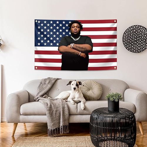 Miniatura 5 de Tapiz de barra de rapero cantante, 3 x 5 pies, bandera de Estados Unidos, suministros de fiesta, decoración del hogar, póster colgante para