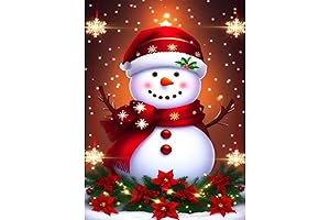 LWZAYS 5D Diamond Painting Kit for Winter Christmas Decor - Snowman Canvas