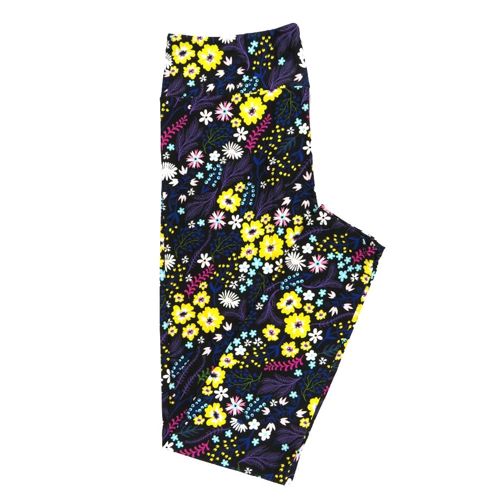 LularoeTall Curvy (TC fits Sizes 12-18) Floral Assorted Black Blue Yellow White Buttery Soft Adult Leggings