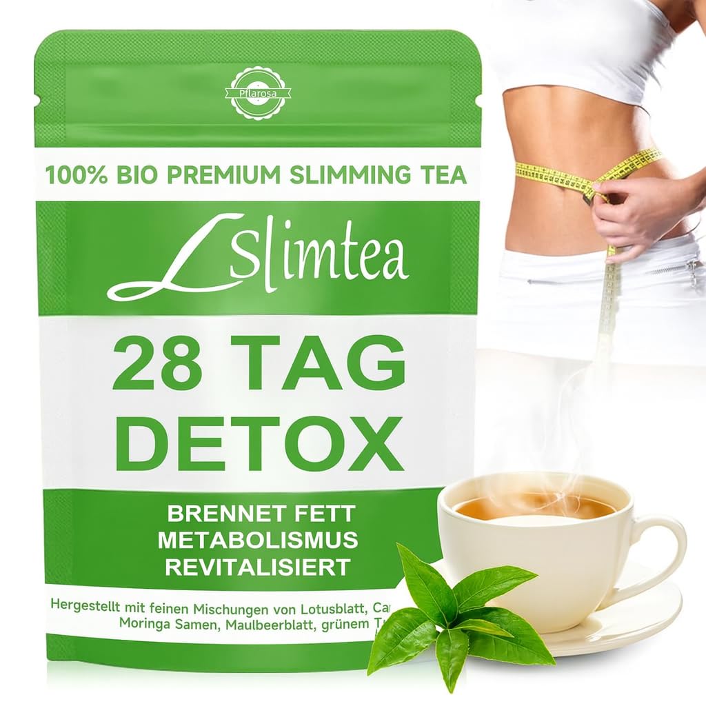 Detox Tee zum Abnehmen & Bauchfett Verbrennen – 28 Tage Stoffwechsel-Kur mit Lotusblatt, Moringa & Grüntee – Natürlicher Fettverbrenner, Vegan & Allergenfrei, Gegen Blähbauch