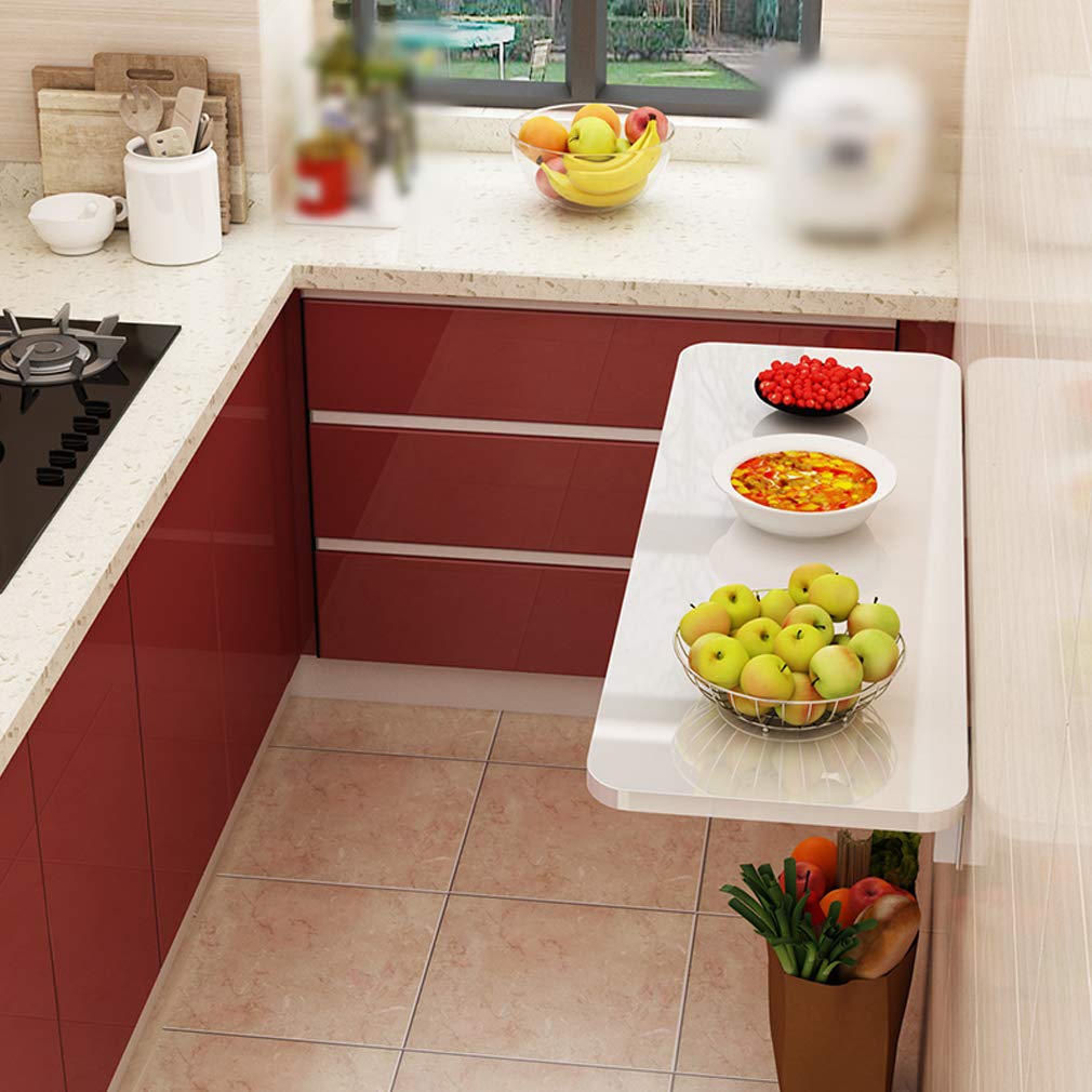 Scrivania pieghevole da parete, salvaspazio, per casa, ufficio e cucina (61 x 30 cm), postazione di lavoro moderna e minimalista con accessori, design compatto per piccoli spazi