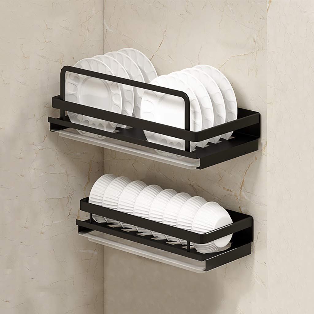 Scaffale da Cucina Nero, Combinazione di scolapiatti scolapiatti in Metallo a Parete in Alluminio, Installazione Perforata