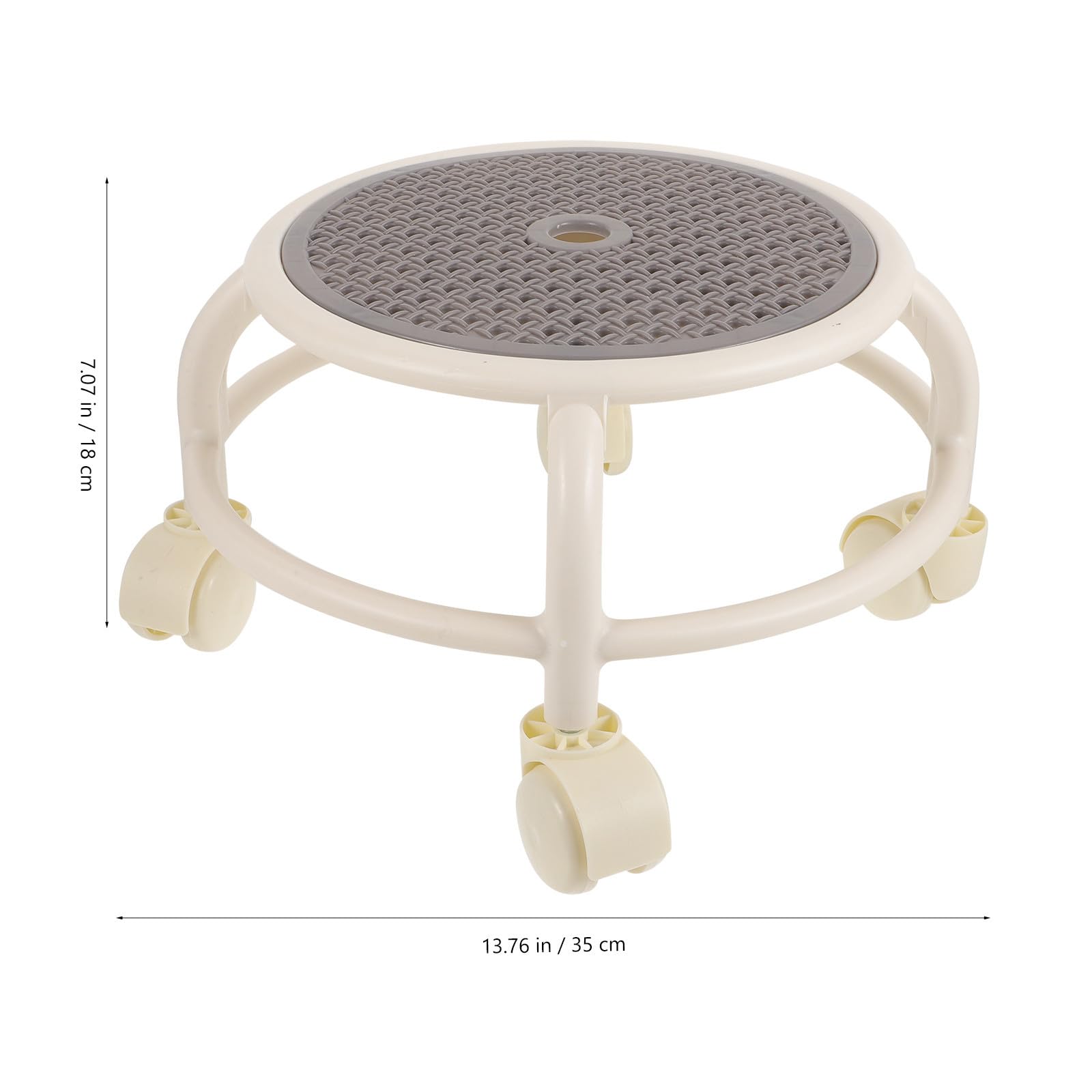 PRETYZOOM Tabouret avec Capacité de Charge Élevée à roulettes Pivotant Bas Rond en Plastique Robuste pour Usage Salon de Pédicure Domicile