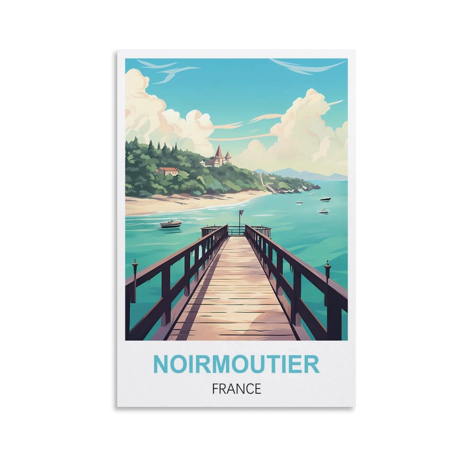 Cyyhgee Unframe-Style Noirmoutier France Vintage Travel Poster 08X12inch(20X30cm) Canvas Poster Wall Art Living Room Home Decor