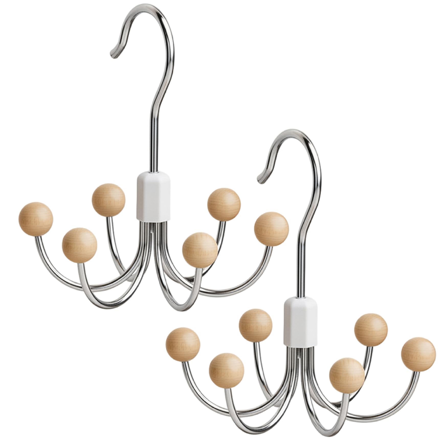 Tsawntd Multi-Purpose Hooks, Hoodie Hanger, 2 Pack 360° Swivel 6-claw Hoodie Hangers, Log Color Purse & Bra Hangers For Closet Organization, Space-saving Storage Hooks