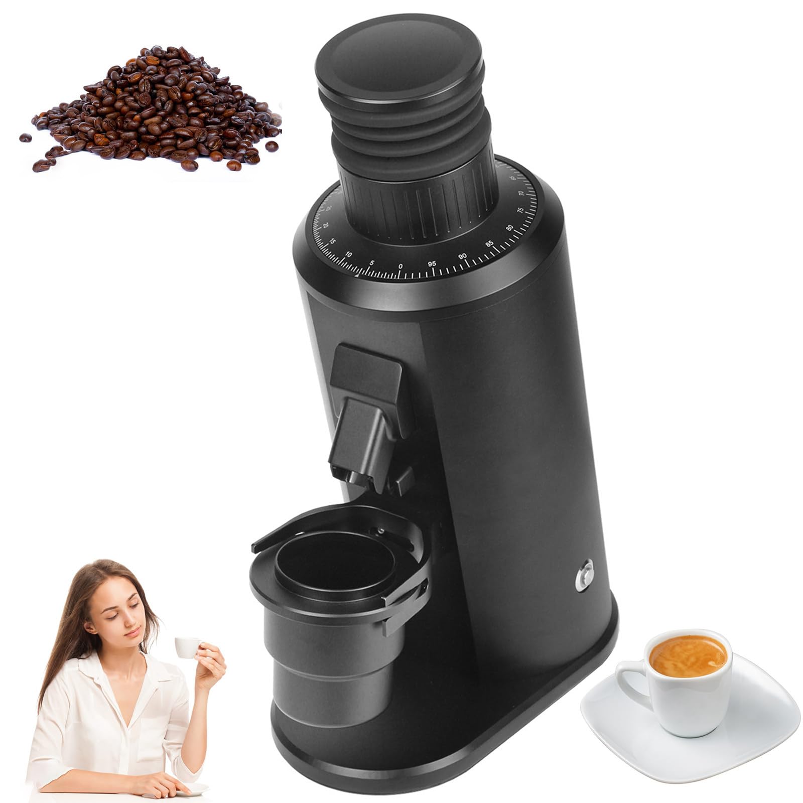 ORIDLECTAL Professional Espresso Grinder Burr Coffee Grinder Electric Bean Grinder Black