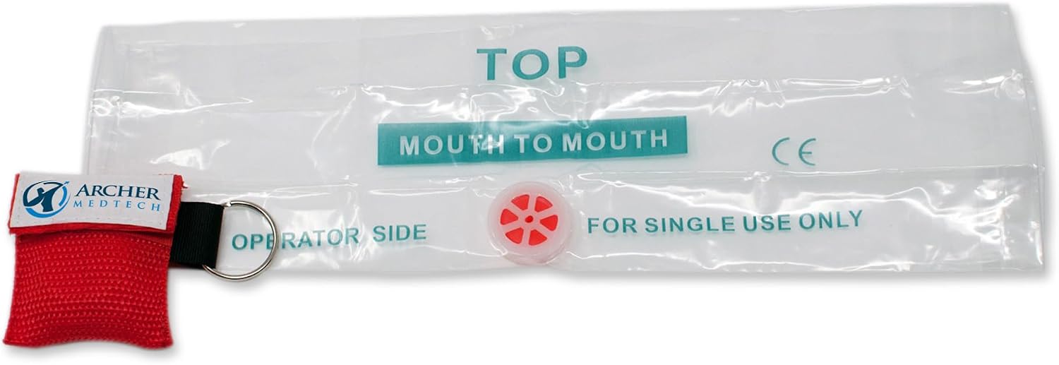 CPR Keychain Face Shields with One-Way Valve, 6 Pack