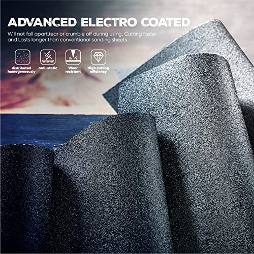 Augtouf 30 Pcs Wet Or Dry Sandpaper Assortment, 120 To 600 Grit Fine Sand Paper For Wood, Metal, Resin, Automotive, Plastic - 9X3.6 Inches #TOP2