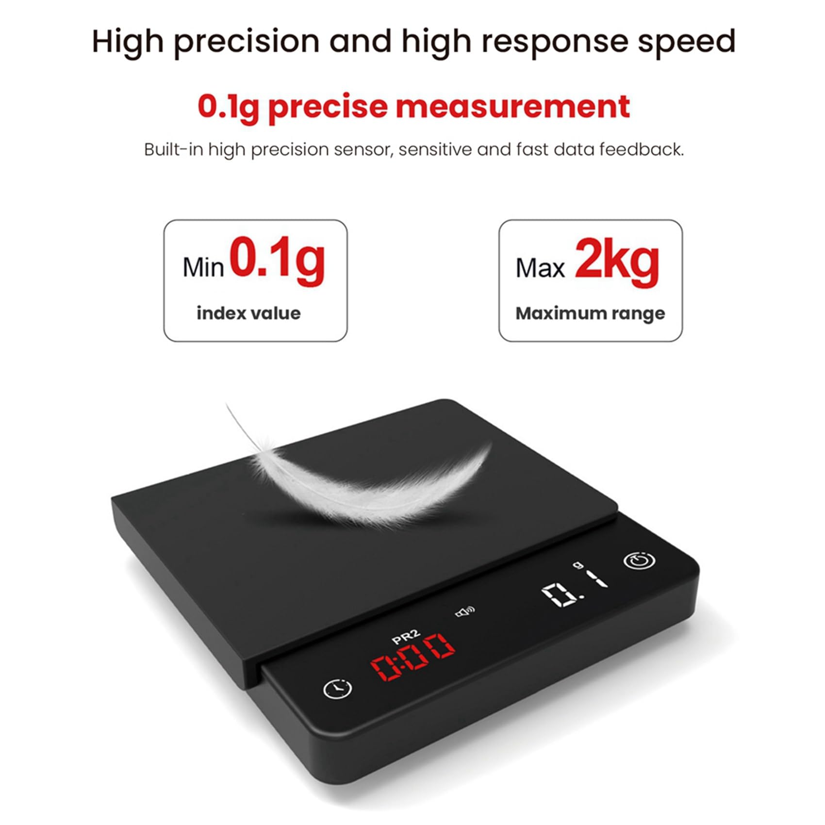 2X Mini Báscula de Cocina Inteligente Con Pesaje de Precisión Báscula de Café Digital Espresso Con Temporizador