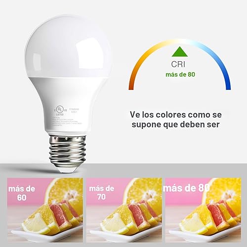 Miniatura 3 de dalattin Paquete de 24 bombillas LED de luz diurna blanca de 5000 K, equivalente a 60 W, base E26, 800 LM, ahorro de energía eficiente de 9 W, no