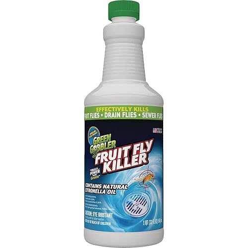 Green Gobbler Fruit Fly Killer+ - Kills Fruit Flies, Drain Flies & Sewer Flies, Gel Treatment for Use in Sinks & Pipes - Safe for Septic Systems, 32oz