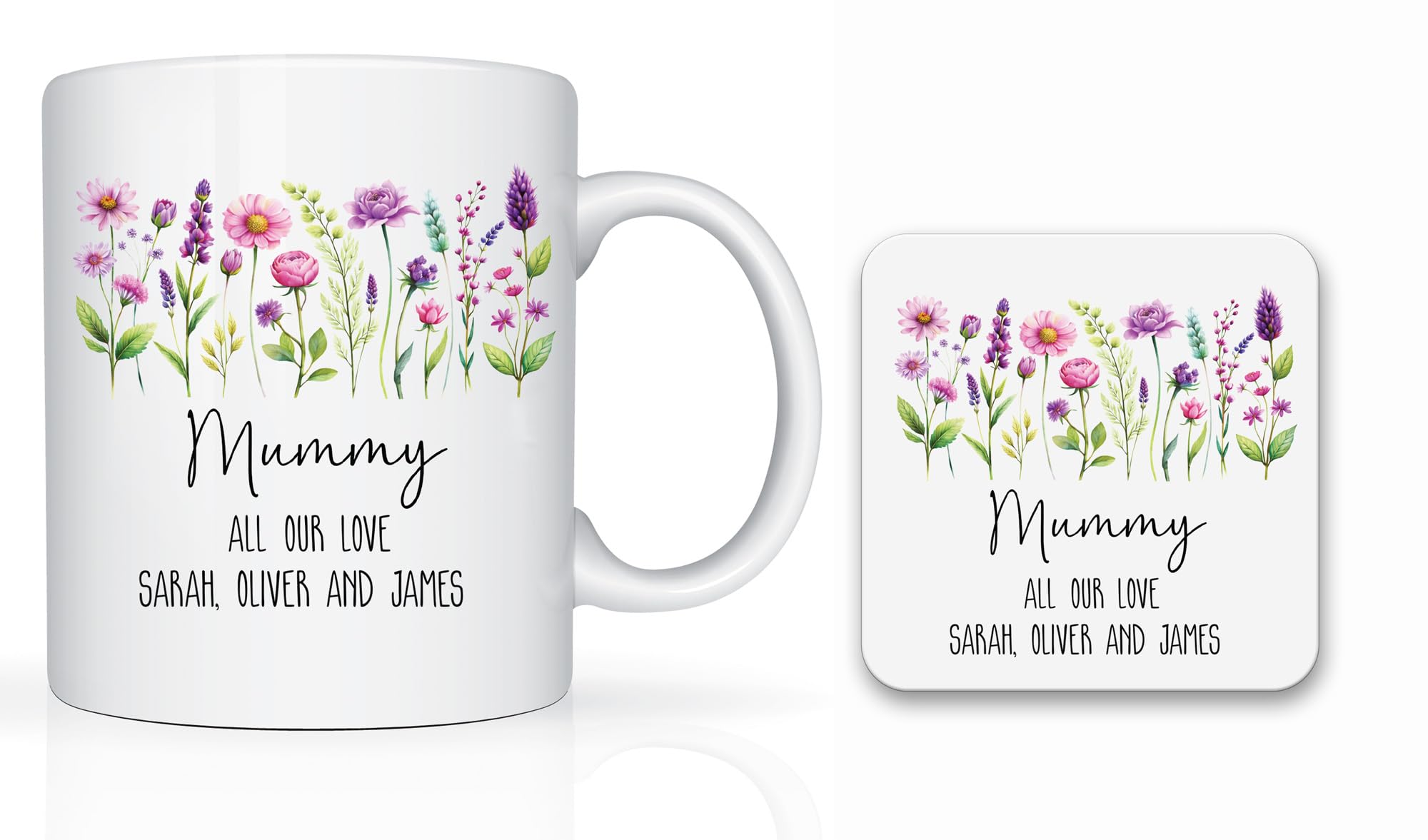 Star Online Personalised Mother’s Day Gifts for Mum, 11oz Ceramic Coffee Cup, Birthday Present for Stepmum, Grandma from Daughter, Son (Floral)
