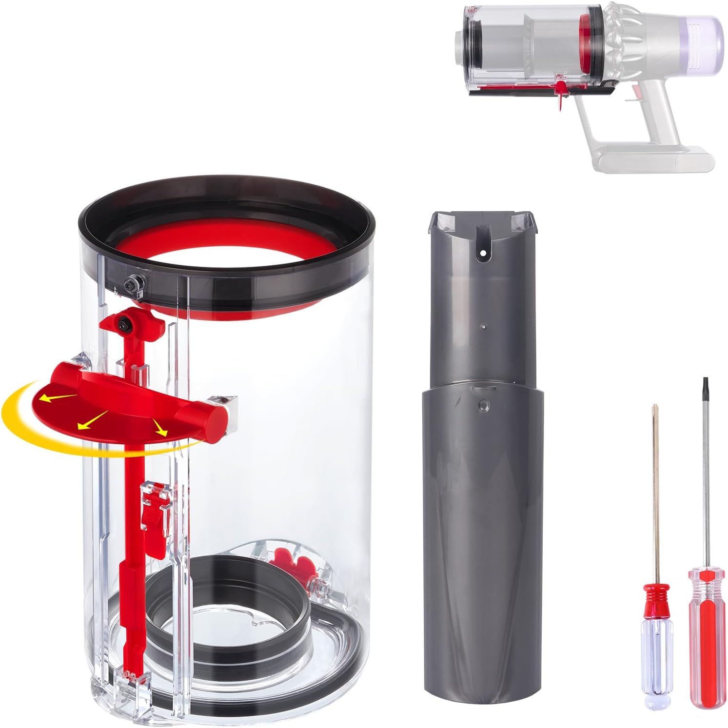 Upgraded Dust Bin + Bin Runner Replacement for Dyson V11