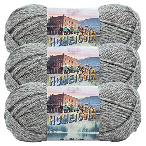 Image of Lion Brand Yarn Hometown Yarn, Super-Bulky Yarn for Knitting, Crocheting, and Crafting, 3 Pack, Bellefontaine Concrete | Super Bulky Acrylic Fiber for Warm Crochet Blankets, Knit Winter Hats, Chunky Cardigans, Soft Scarves, Weaving