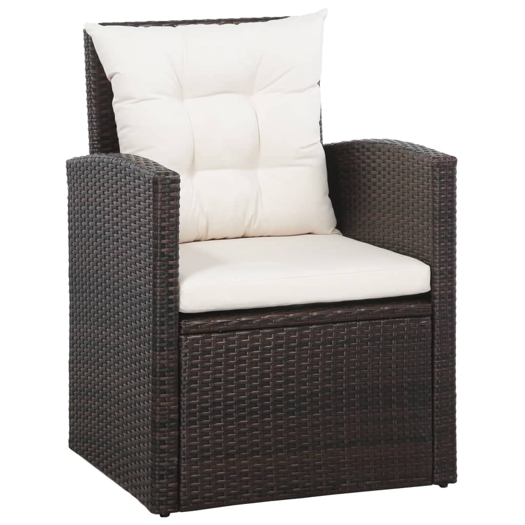 Sofa Terraza Exterior, Conjunto Jardín de Ratán, Sofas Exteriores de Jardin, Sofa de Jardin, Set sofás de jardín 5 Piezas y Cojines ratán sintético marrón