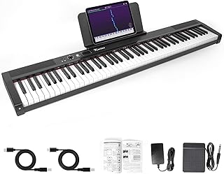 Digital Piano Kmise 88 Keys Full Size Semi Weighted Electric Keyboard Electronic Piano for Beginner with Music Stand Power Supply Sustain Pedal Bluetooth MIDI