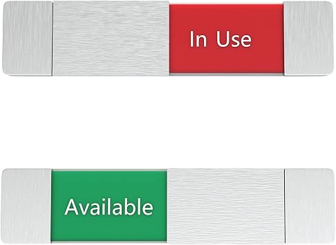 in Use or Available Sign,Vacant Occupied Sign for Home Office Hotles Hospital Restroom, Vacant Occupied Slider Door Status Tells Whether Room in Use or Available,Non-Scratch Magnetic Slider Door Indicator Signs-Premium Aluminum&Acrylic, 7.1" x 1.6"