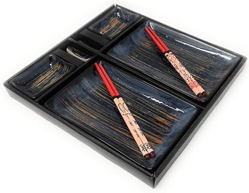 Vajilla contemporánea 8 PCS Sistema de cena de sushi para dos en caja de regalo