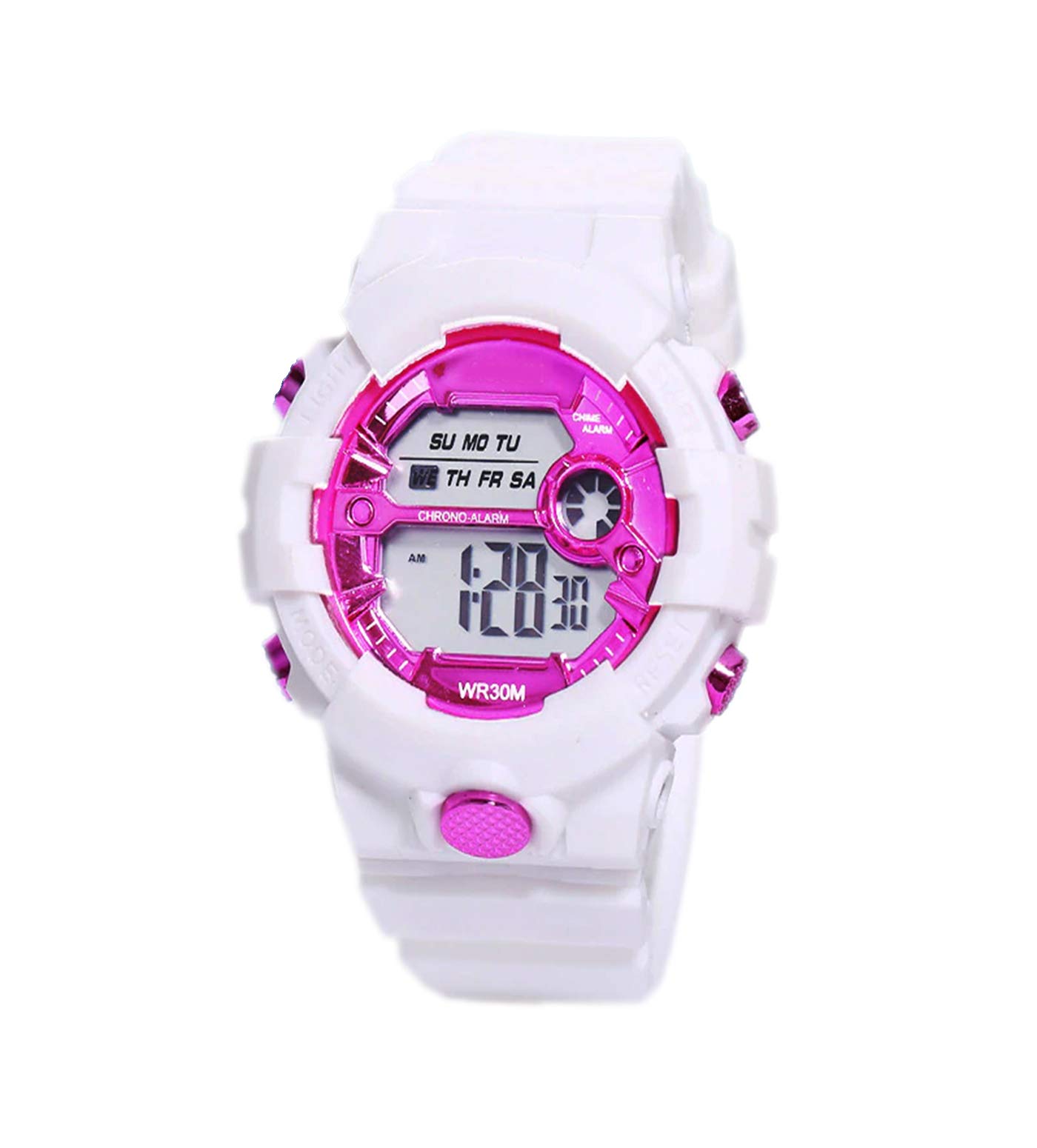 Time Up Digital Dial 6-15 Years Kids Alarm Function Backlight Sports Watch for Boys & Gilrs-SPORT-101X (White-Pink) (B08X22HTTF) Amazon Price History, Amazon Price Tracker