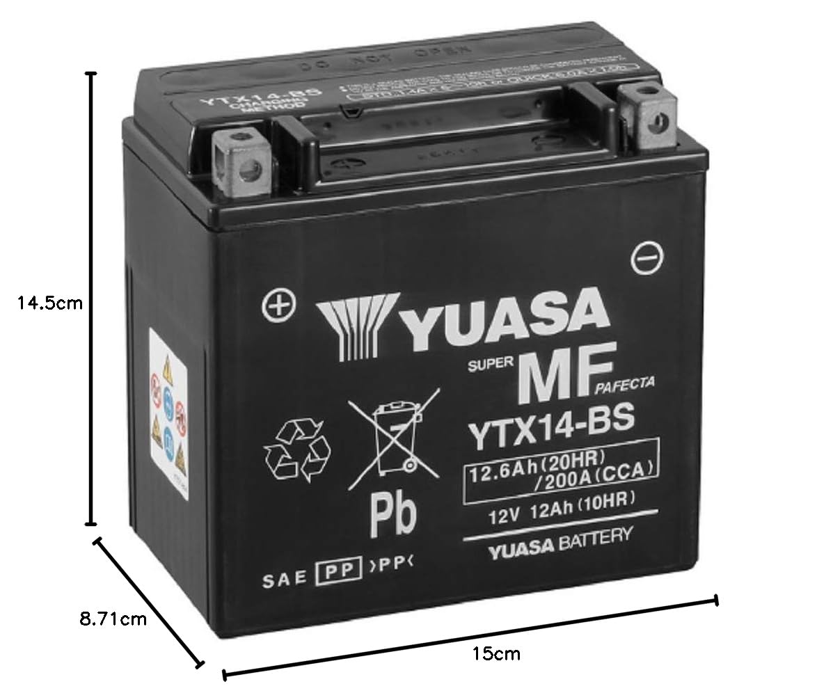 Yuasa batteria yuasa ytx14 precaricata sigillata batteria moto convenzionale 12 v capacità affidabile resistente vibrazioni