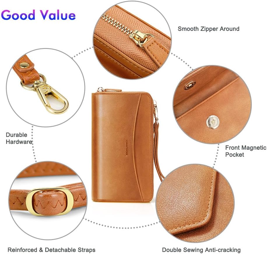 nuoku Womens RFID Wallet Purse Wristlet Crossbody Clutch with Zip Around 2 Strap | RFID, Zip Around, 2 Strap - Image 5