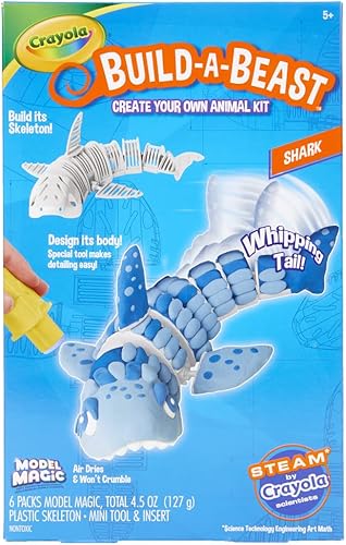 Crayola Build A Beast Shark, modelo Magic Craft Kit, regalo de Pascua para niños, 5, 6, 7, 8