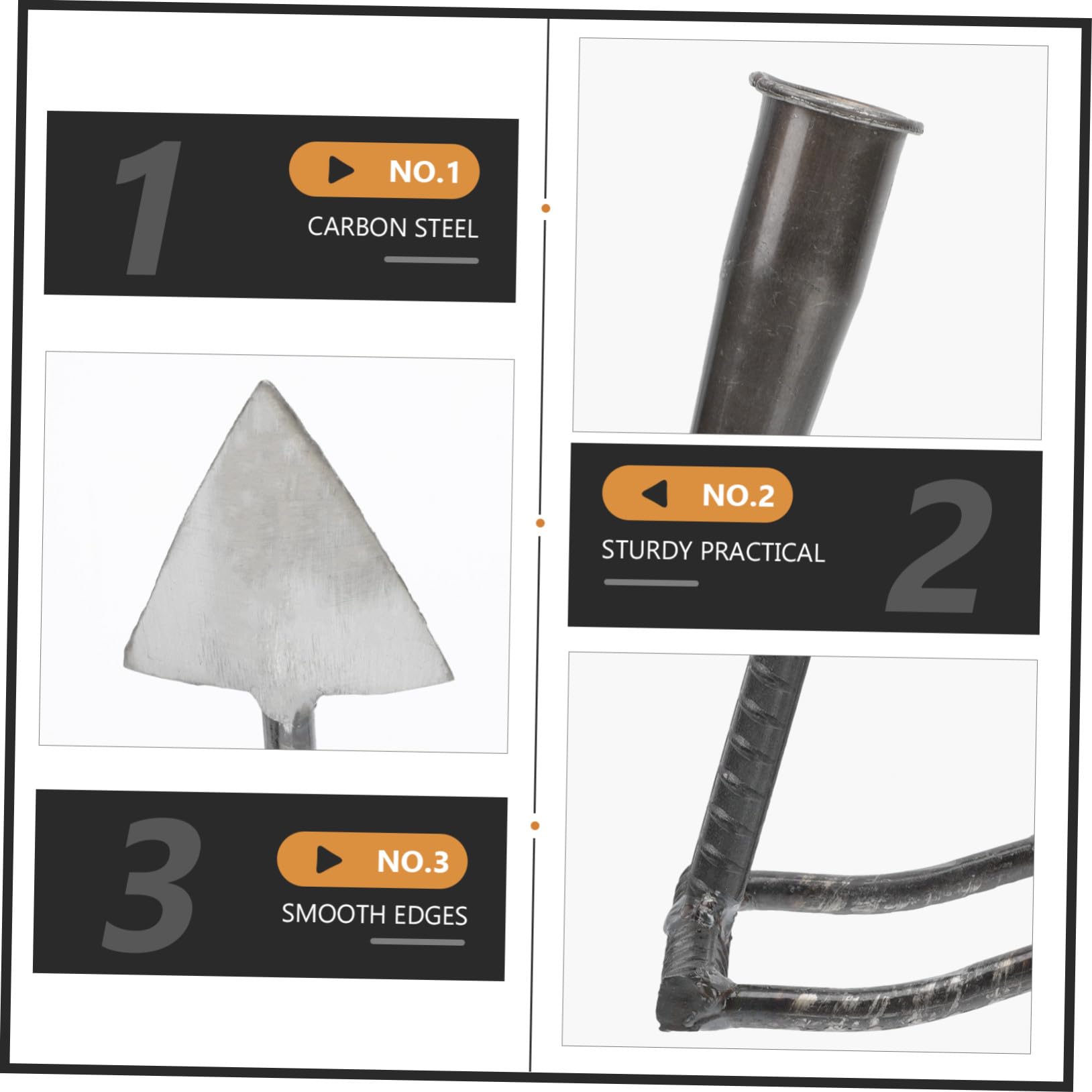 TOYANDONA Herramienta triangular de doble canal para jardinería, acero al carbono, cómoda y ahorra esfuerzo, para aflojar el suelo y plantar flores