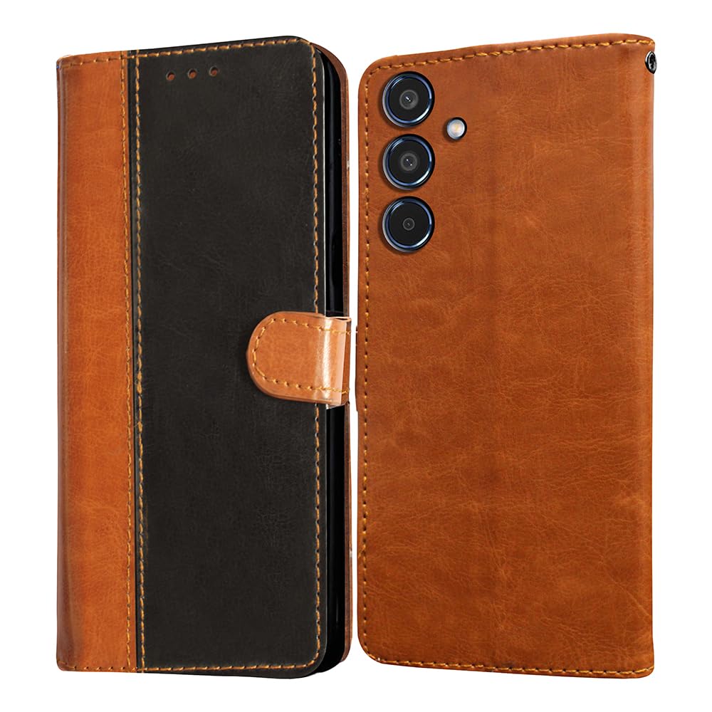 Amazon Brand- Solimo Flip for Samsung Galaxy M35 5G (Leather_CamelBlack) (B0D9FFJ6S9) Amazon Price History, Amazon Price Tracker