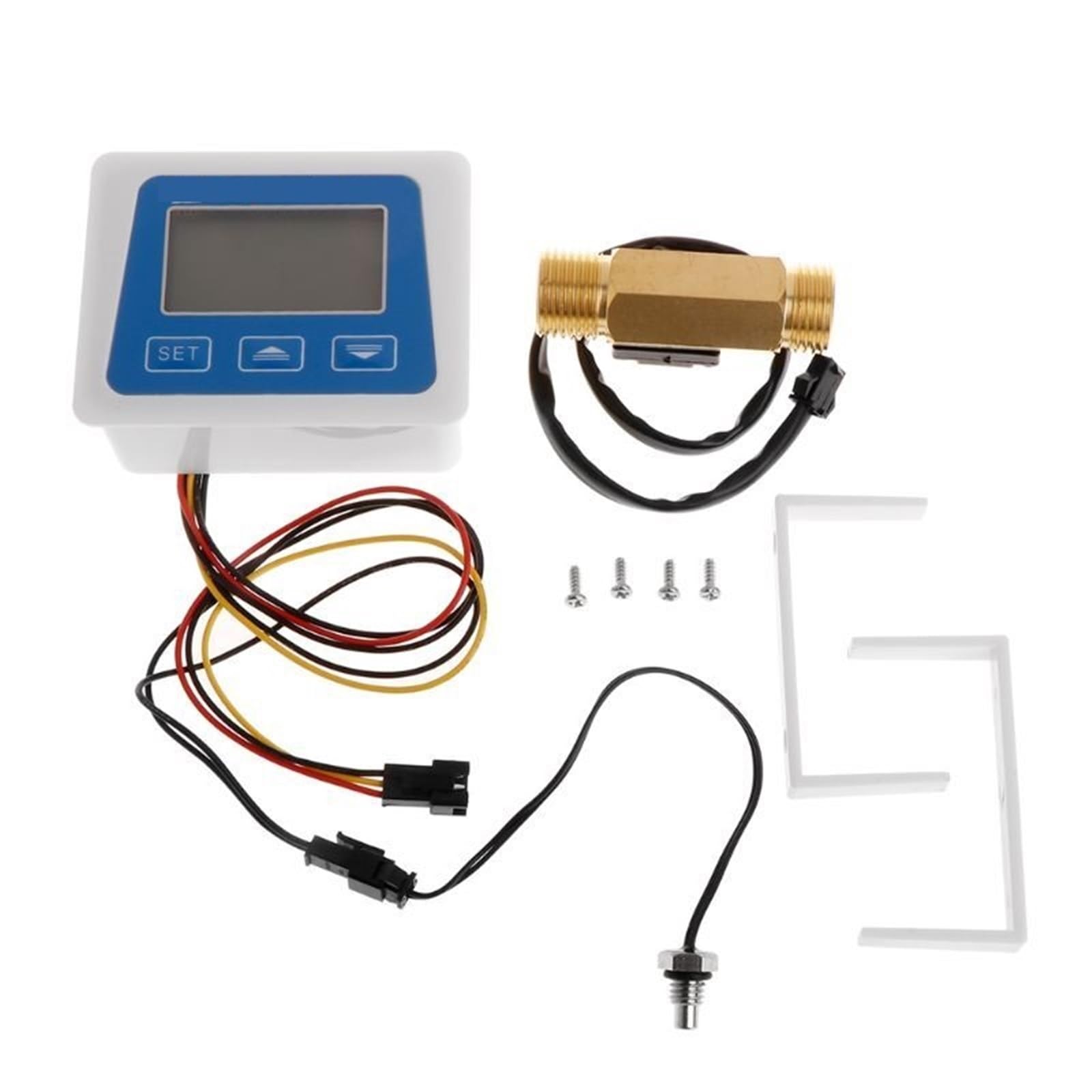 Contador de agua con entrada de latón. Medidor de Sensor de Flujo de Agua con pantalla LCD Digital, medidor de flujo, totámetro, registro de tiempo de temperatura con Sensor de flujo G1/2"