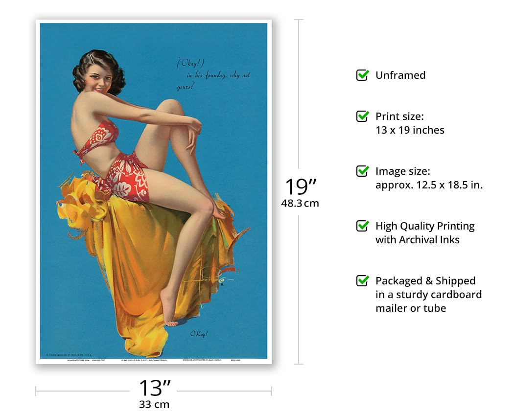Amazon.com: O Kay! Poster Print | Vintage Pin Up Girl Print, by