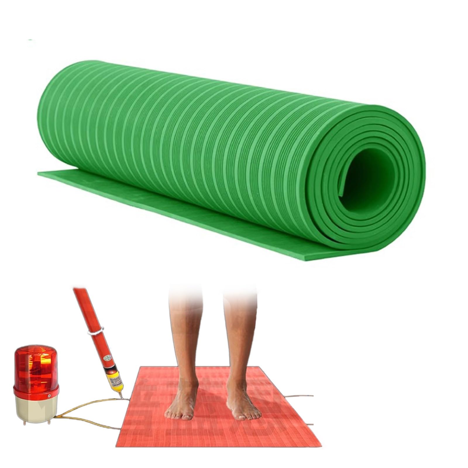 Rollos de Alfombrilla de Goma Lisa, Estera de Aislamiento eléctrico 35kV Caucho Natural 1m W 3-10mm Thness | Green,LxWxT 1mx1mx8mm