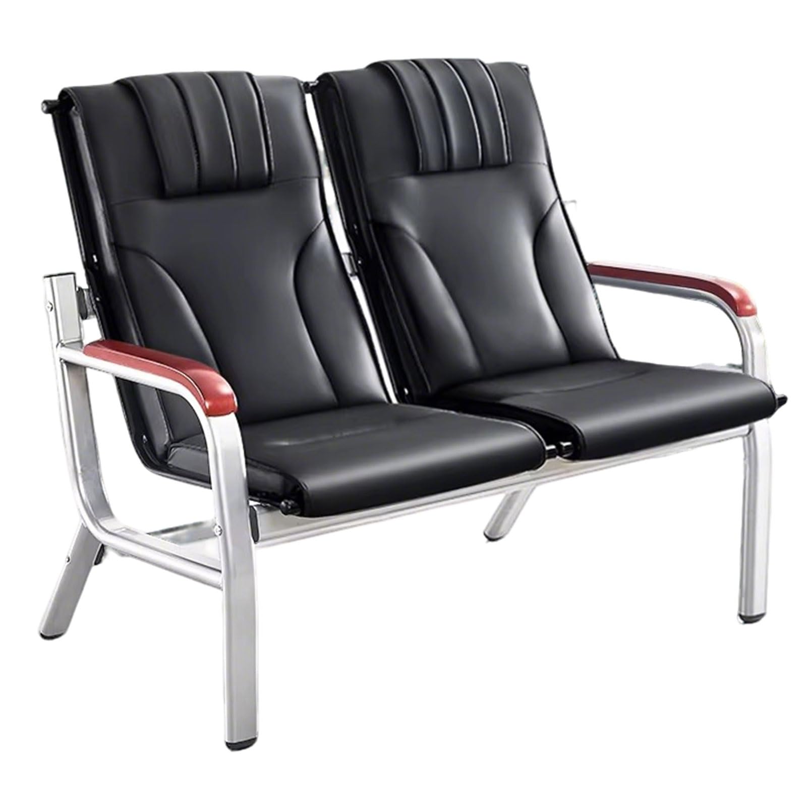 ASerZenith Pu Lobby Reception Chairs With Backrest And Wooden Armrests, For Meeting Room, Beauty Salon,Black