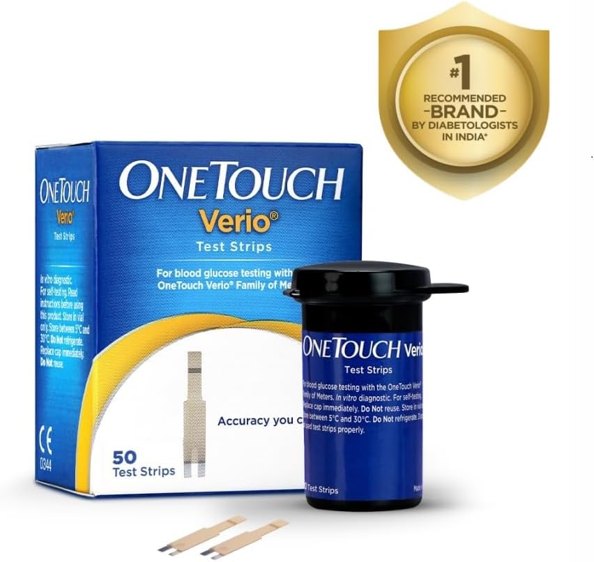 OneTouch Verio Test Strips | Pack of 50 Strips | For Use With One Touch Verio Flex Glucometer